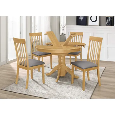 Buy Leicester Dining Set with 4 Chairs Light Oak, Colour: Light Oak, 4 from Furnituretta