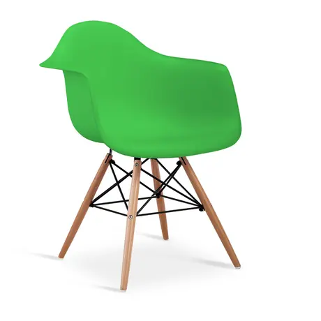 Buy Ludstone Plastic (PP) Chairs with Solid Beech Legs Green, Colour: Green from Furnituretta
