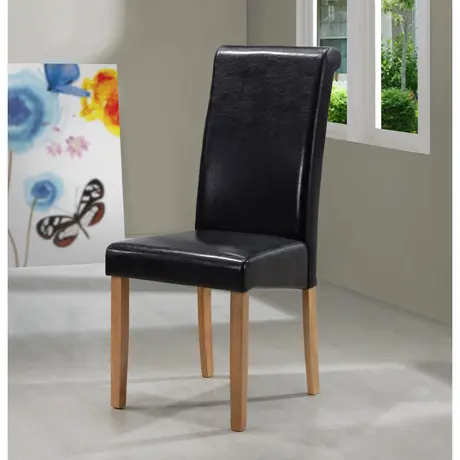 Buy Marley PU Solid Rubberwood Dining Chair Black, Colour: Black, 3 from Furnituretta
