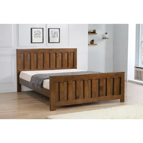 Buy Maxfield Double Bed Rustic Oak | Solid Rubberwood Frame, Size: Double, 5 from Furnituretta
