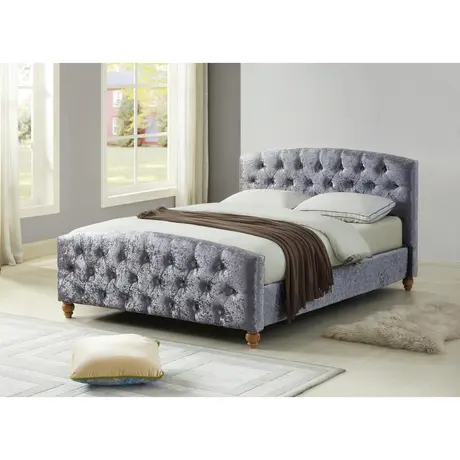 Buy Millbrook Crushed Velvet Double Bed Silver, Size: Double from Furnituretta