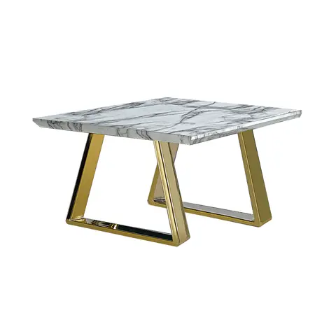 Buy Newchapel Marble Effect Lamp Table with Gold Legs from Furnituretta