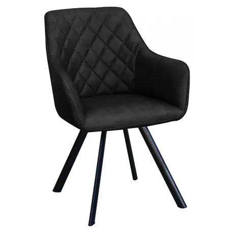 Buy Pattingham Special PU Arm Chair Black with Black Metal Legs from Furnituretta