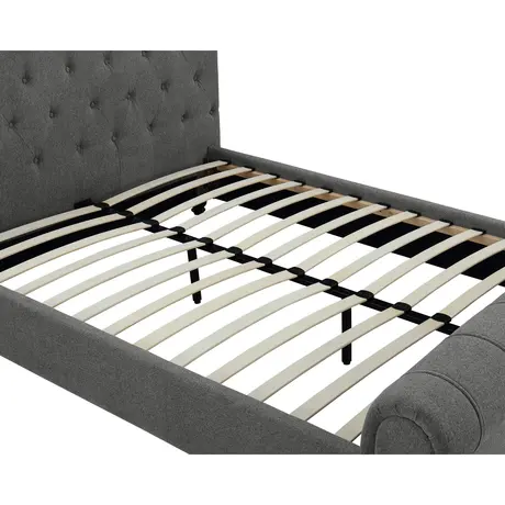 Buy Santafe Linen Fabric Bed – Double Size in Grey, Size: Double, 2 from Furnituretta