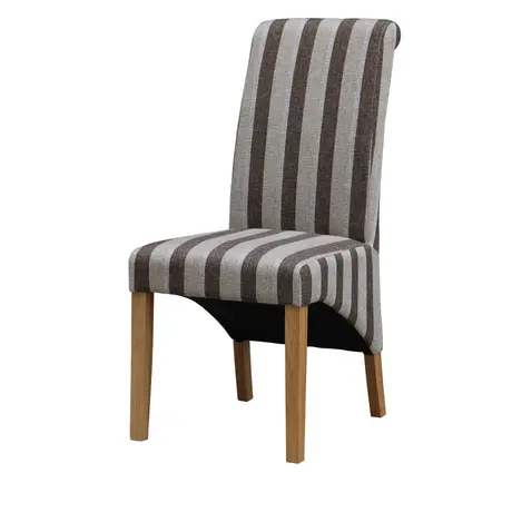 Buy Kingsland Fabric Chair Solid Rubberwood Brown & Grey Stripe from Furnituretta