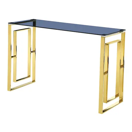 Buy Memphis Console Table – Grey Glass Top & Gold Frame from Furnituretta