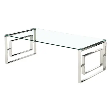 Buy Memphis Coffee Table – Silver Frame with Clear Glass, 2 from Furnituretta