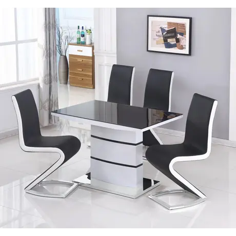 Buy Aldridge Small High Gloss Dining Table White with Black Glass Top, 2 from Furnituretta