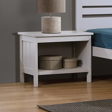 Buy Astley Bedside Solid Hardwood Grey, Colour: Grey from Furnituretta