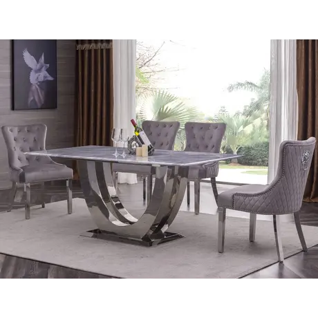 Buy Carrera Marble Dining Table with Stainless Steel Base, 2 from Furnituretta