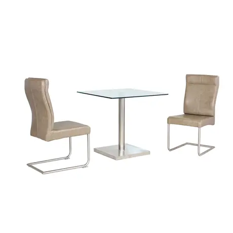 Buy Lucas (Havana) Glass Dining Table Stainless Steel & Clear, 2 from Furnituretta