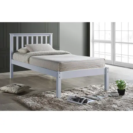 Buy Otto Single Wooden Bed – White | Solid Wood Single Bed Frame, Colour: White, 4 from Furnituretta