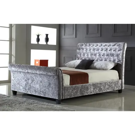 Buy Serenity Crushed Velvet Bed – King Size in Silver, Size: King Size, 3 from Furnituretta