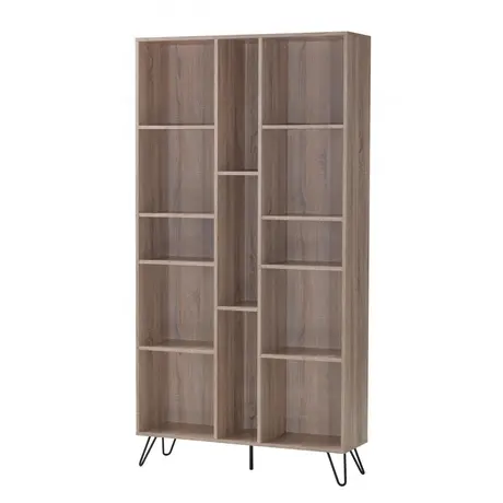Buy Sonoma Large Bookcase – Oak Effect & Black Metal Legs | Stylish Open Storage, 2 from Furnituretta