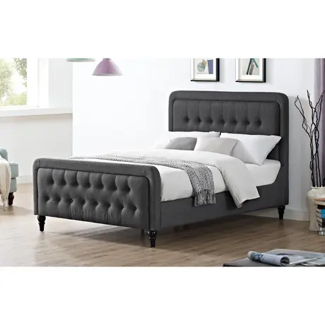 Buy Tahiti Linen Fabric King Size Bed Grey, Colour: Grey, Size: King Size from Furnituretta