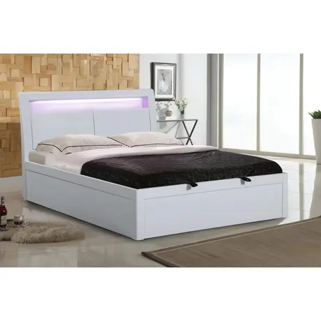 Buy Tanya Storage High Gloss Double Bed White from Furnituretta