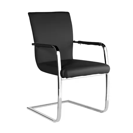 Buy Una PU Arm Chairs Chrome & Black (2s), Colour: Black from Furnituretta