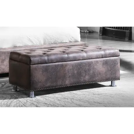 Buy Valencia Fabric Ottoman Box Brown Antique from Furnituretta