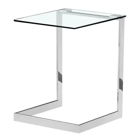 Buy Yomi Silver Clear Glass Lamp Table from Furnituretta