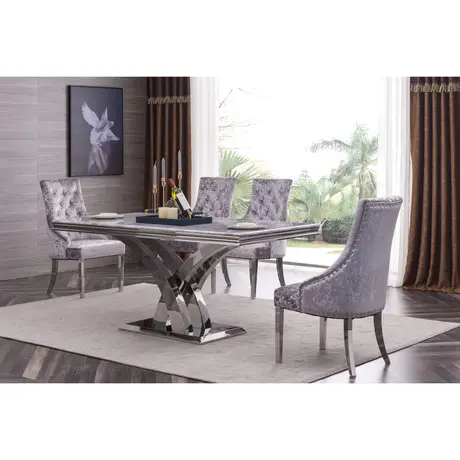 Buy Zenith Marble Dining Table with Stainless Steel Base from Furnituretta