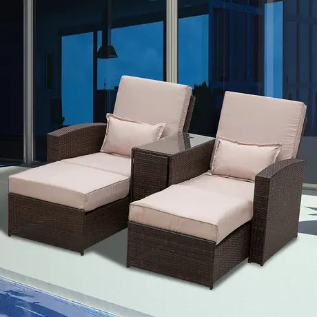 Buy Outsunny 2-Seater Rattan Sofa Lounger Set-Brown, 2 from Furnituretta