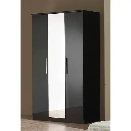 Buy Topline Robe with Centre Mirror 3 Door Black from Furnituretta