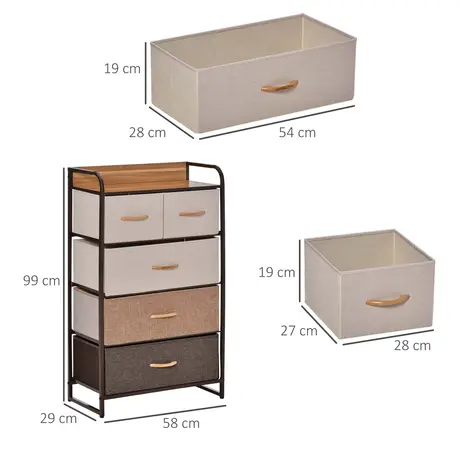 Buy Homcom 5-Drawer Dresser Tower 3-Tier Storage Organizer, 3 from Furnituretta