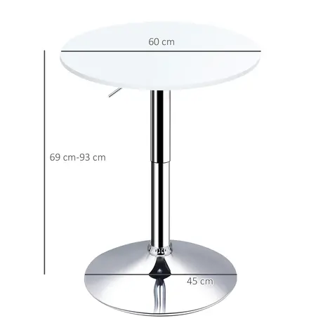 Buy Homcom Bar Table 60cm Adjustable Height Round Bistro Table, 3 from Furnituretta