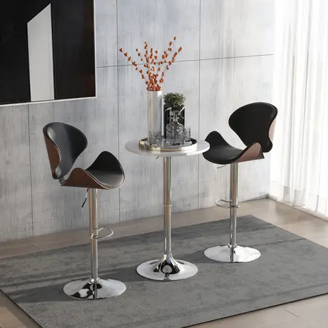 Buy Homcom Bar Table 60cm Adjustable Height Round Bistro Table, 2 from Furnituretta