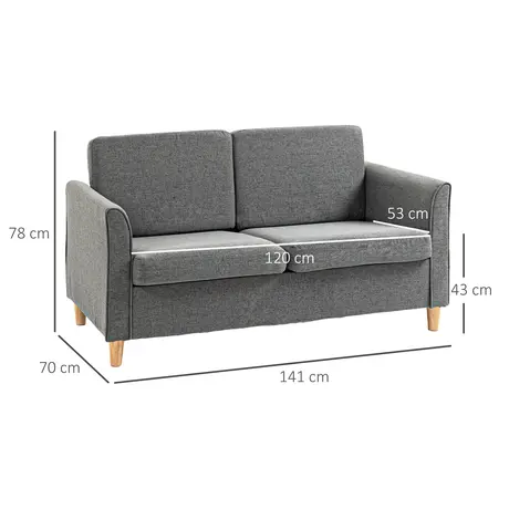 Buy Homcom Compact Loveseat Sofa, Modern 2 Seater Sofa, 3 from Furnituretta