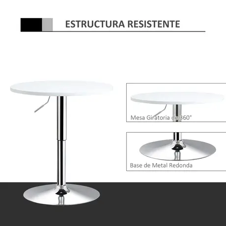 Buy Homcom Bar Table 60cm Adjustable Height Round Bistro Table, 5 from Furnituretta