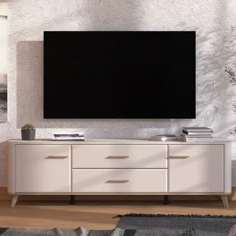 Buy Didcot Cashmere and Oak Effect Large Wide 180cm TV Unit from Furnituretta