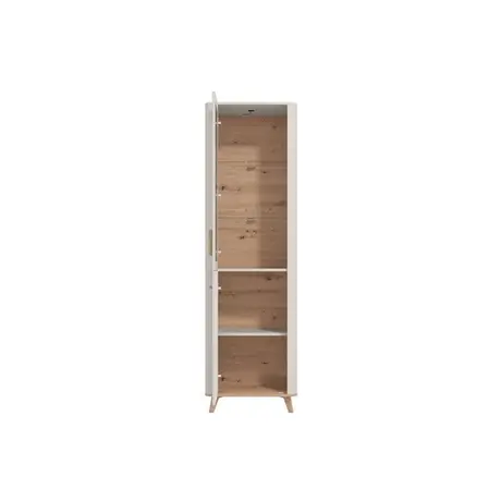 Buy Didcot Cashmere & Oak Tall Slim Display Cabinet | 2‑Door Storage, 4 from Furnituretta