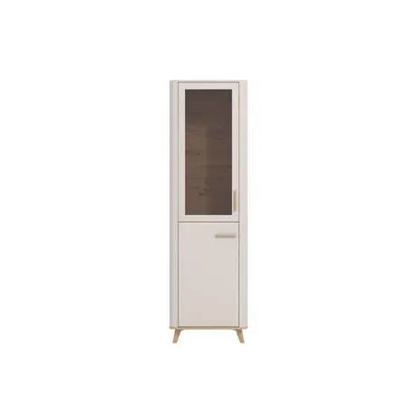 Buy Didcot Cashmere & Oak Tall Slim Display Cabinet | 2‑Door Storage, 2 from Furnituretta