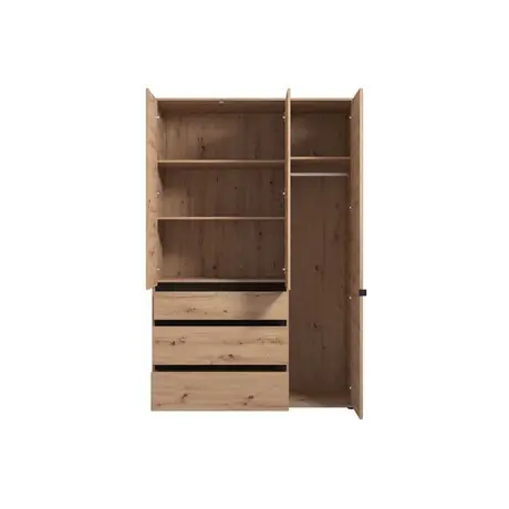 Buy Kington Artisan Oak Effect 3 Door 3 Drawer Mirrored Wardrobe, Colour: Oak, Item Width: 138, 4 from Furnituretta