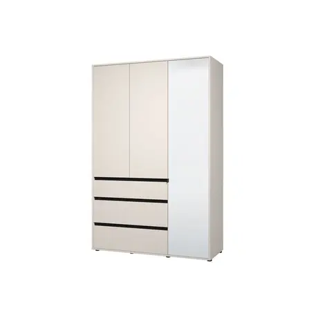 Buy Kington Cashmere 3 Door 3 Drawer Mirrored Wardrobe, Colour: Cashmere, Item Width: 138, 4 from Furnituretta