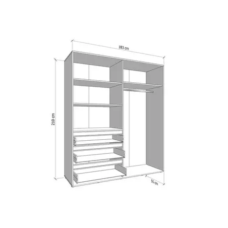 Buy Kington Cashmere 4 Door 3 Drawer Mirrored Wardrobe, Colour: Cashmere, Item Width: 183, 6 from Furnituretta