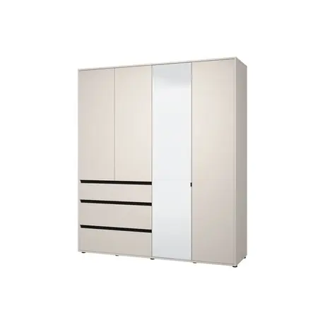 Buy Kington Cashmere 4 Door 3 Drawer Mirrored Wardrobe, Colour: Cashmere, Item Width: 183, 4 from Furnituretta