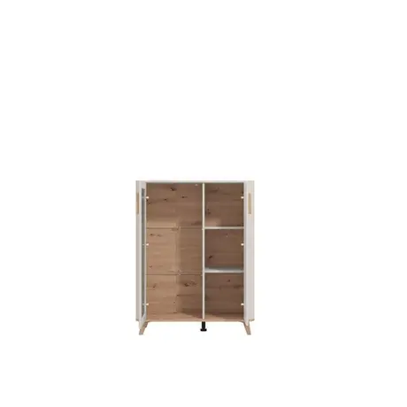 Buy Didcot Cashmere and Oak Effect Low 2 Door Display Cabinet, 3 from Furnituretta