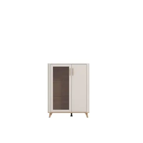 Buy Didcot Cashmere and Oak Effect Low 2 Door Display Cabinet, 2 from Furnituretta
