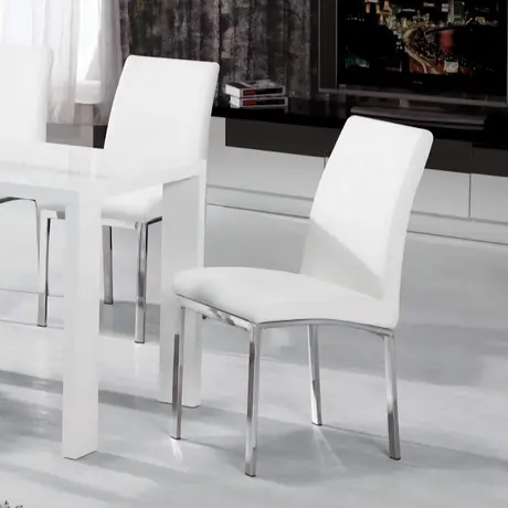 Buy Modern Dining Chair: Peru White & Chrome, Colour: White, 3 from Furnituretta