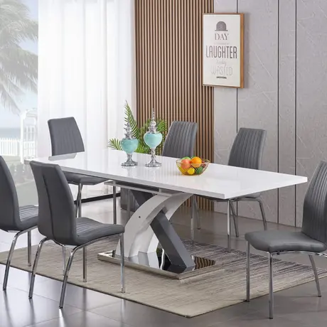 Buy Zurich Extending Dining Table High Gloss White & Grey from Furnituretta