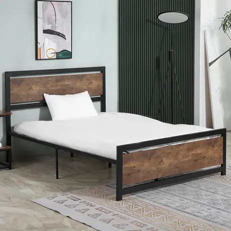 Buy Homcom Full Bed Frame with Headboard & Footboard, 2 from Furnituretta