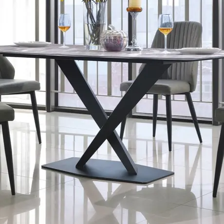 Buy Crete Marble Dining Table with Black Metal Frame, 2 from Furnituretta