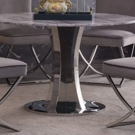 Buy Panama Marble Dining Table with Stainless Steel Base, 3 from Furnituretta