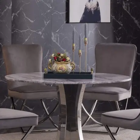 Buy Panama Marble Dining Table with Stainless Steel Base, 2 from Furnituretta