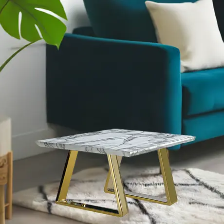 Buy Newchapel Marble Effect Lamp Table with Gold Legs, 2 from Furnituretta