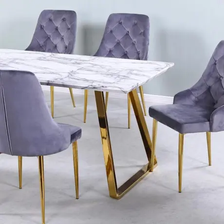 Buy Newchapel Marble Effect Dining Table with Gold Legs, 2 from Furnituretta