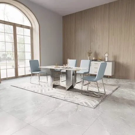 Buy Montego Marble Dining Table with Stainless Steel Base, 3 from Furnituretta