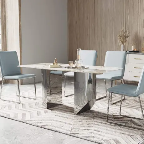 Buy Montego Marble Dining Table with Stainless Steel Base from Furnituretta